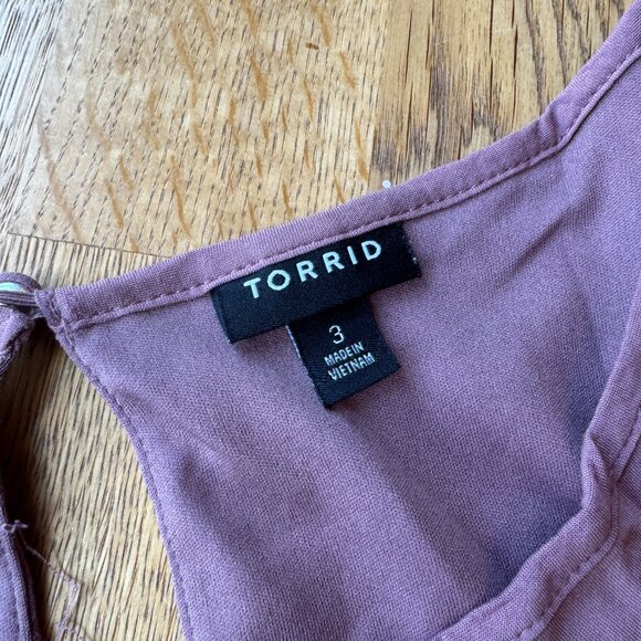 Torrid Mini Challis Eyelet Dress Rose Taupe Bell Sleeve Size 3X - Picture 5 of 11